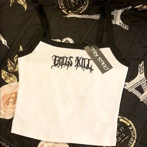 Dollskill White and Black Crop Top RARE size small